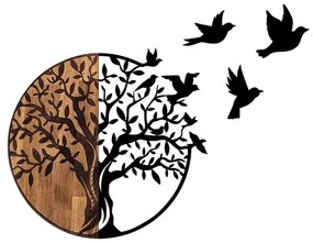 Nástenná dekorácia 71x92 cm strom drevo/kov