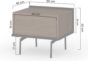 Nočná skrinka Zenar so zásuvkou 50 cm - elegantný orech / čierna