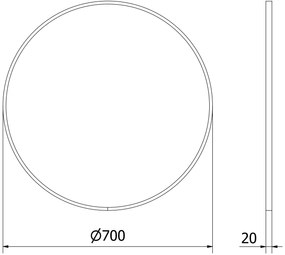 Mexen Loft, okrúhle kúpeľňové zrkadlo 70 cm, farba rámu brúsená oceľ, 9850-070-070-000-10