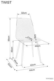 Signal TWIST NEA jedálenská stolička, nohy čierne / sivá 07