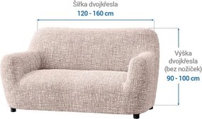 Bielastické poťahy GRAFITI NOVÉ béžové dvojkreslo (š. 120 - 160 cm)
