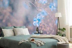Samolepiaca fototapeta modré kvety na vintage pozadí - 225x150