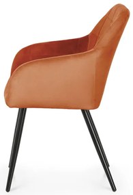 Sada dvoch jedálenských stoličiek LUXANO zamatové, medené / čierne nohy (2 ks)