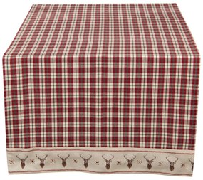 Kockovaný behúň na stôl s jelene Cosy Lodge - 50 * 140 cm