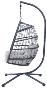 Autronic Závesné kreslo, kov, polyratan, sivá,AZ-V 1269GREY