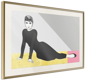 Artgeist Plagát - Beautiful Audrey [Poster] Veľkosť: 90x60, Verzia: Zlatý rám s passe-partout