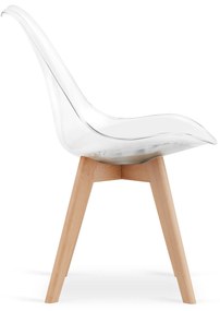 Transparentná stolička BALI MARK s bukovými nohami