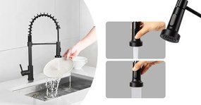 Kuchynská batéria s flexibilnou hadicou, odnímateľnou sprchovou hlavicou, čierna