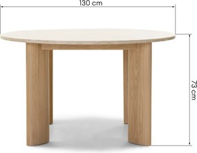 Jedálenský stôl Rimley 130 cm z masívu jaseň/travertín