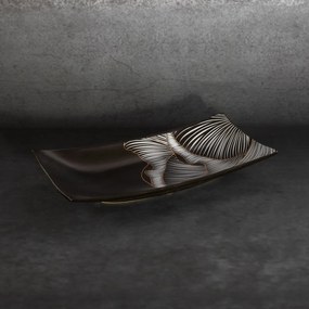 DEKORAČNÝ KERAMICKÝ TANIER LIMITED COLLECTION PEONIA 30X15 CM ČIERNA