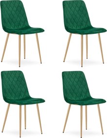 Set 4 kresiel TURIN - tmavozelený zamat