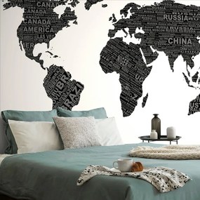 Tapeta čiernobiela mapa sveta - 150x100