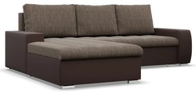 Rohová rozkladacia sedačka AURORA ľavá hnedá / cappuccino