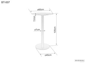 Barový stůl BT007 60 cm černý