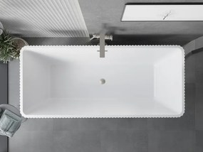 Mexen Tava, voľne stojaca ryhovaná vaňa 170 x 75 cm, biela lesklá, oceľový prepad, 52851707500-97