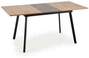 Rozkladací jedálenský stôl ALBON, 120-160x76x80, dub sonoma/čierna