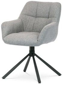Židle jídelní, šedá látka, otočný mechanismus 90°/90° (L/P), černý kov