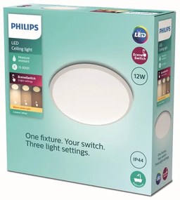 Philips 8719514326866 Stropné svietidlo Philips CANAVAL LED 12W, 1200lm, 2700K, IP44, biela