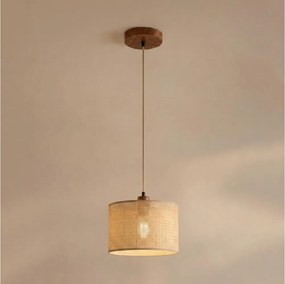 Luster AIDA na lanku 1xE27/15W/230V, priemer 25 cm, dub/rafia