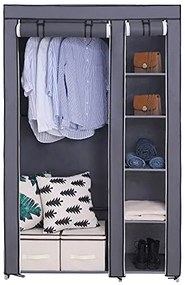 Látková skriňa, 1 závesná tyč, 6 políc, 175x110x45cm