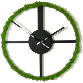 Dekorstudio FLEXISTYLE Nástenné kovové hodiny Metal Black with Moss