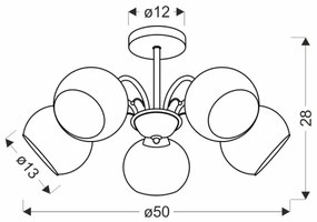 Stropné svietidlo na tyči NESTOR 5xE27/40W/230V mosadz