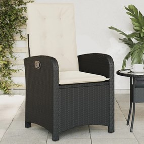 Sklápacia záhradná stolička s vankúšmi čierna polyratan 365160