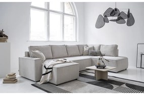 Biela menčestrová rozkladacia rohová pohovka (pravý roh/do tvaru "U") Brave Dave – Miuform