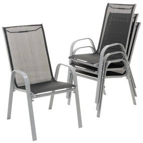 Garthen 40751 Záhradný skladací set stôl + 4 stohovateľné stoličky - čierna