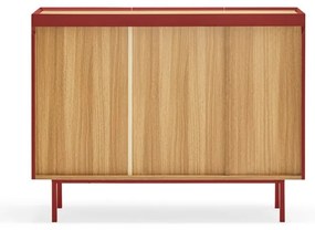 Červená nízka komoda v dekore duba 110x85 cm Arista – Teulat