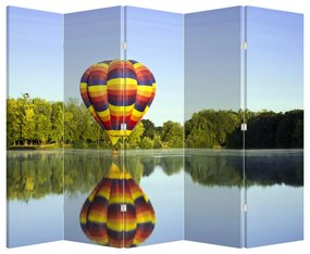 Paraván - Teplovzdušný balón na jazere (210x170 cm)