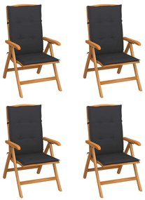 Sklápacie záhradné stoličky s podložkami 4 ks tíkový masív