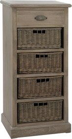 Drevená skrinka s prútenými košíkmi Jerome - 49 * 33 * 107 cm