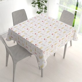 Biante Detský bavlnený štvorcový obrus Sandra SA-752 Sliepočky a húsky na bielom 40x40 cm