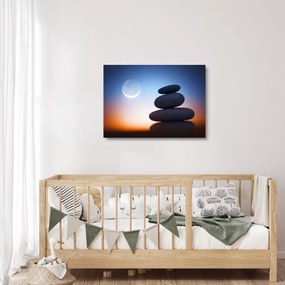 Sklenený obraz poskladaných kameňov na sebe (70x50 cm)
