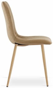 Set troch jedálenských stoličiek LAVA zamatové hnedé / drevené nohy (3 ks)