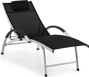 Blumfeldt Sun Valley, záhradné lehátko, sklápateľné, vankúš, čierne
