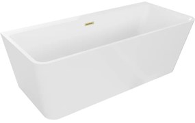 Mexen Volta, voľne stojaca nástenna vaňa 150 x 75 cm, biela, zlatý matný prepad, 51131507500-55