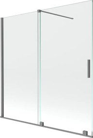 Mexen Velar, 2-krídlová posuvná vaňová zástena 160 x 150 cm, 8mm číre sklo, brúsený grafit, 896-160-000-01-95