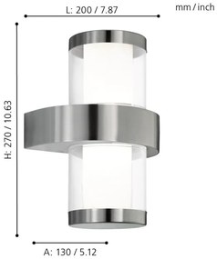 Eglo 94799 - Vonkajšie nástenné svietidlo BEVERLY 1 2xLED/3,7W/230V IP44