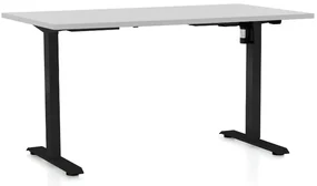 Výškovo nastaviteľný stôl OfficeTech A, 140 x 80 cm, čierna podnož, svetlo sivá