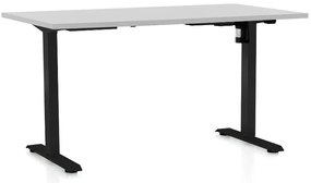 Výškovo nastaviteľný stôl OfficeTech A, 140 x 80 cm, čierna podnož, svetlo sivá
