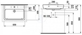 LAUFEN Pro A Umývadlo, 650 mm x 480 mm, 1 otvor na batériu, biela H8179530001041