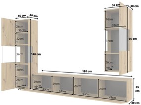 Obývacia stena Avernic Typ 10 (čierna + dub artisan). Vlastná spoľahlivá doprava až k Vám domov. 1042057