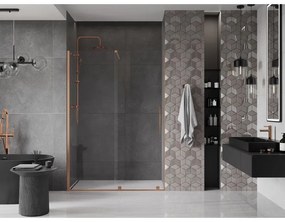 Mexen Velar, posuvné dvere do otvoru 130x200 cm, 8mm číre sklo, medená matná, 871-130-000-01-65