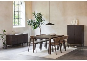 Tmavohnedá nízka komoda v dekore duba 160x73 cm Arun – Unique Furniture