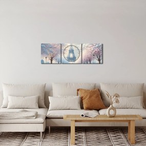 Obraz - Maľba z Paríža (s hodinami) (90x30 cm)