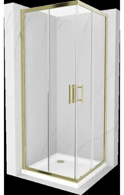Mexen Rio štvorcová sprchová kabína 70 x 70 cm, transparentnéné, zlatá + závesný bidet Flat, biela- 860-070-070-50-00-4010G