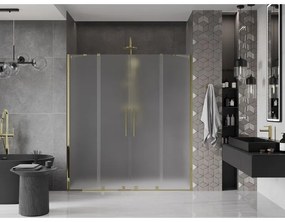 Mexen Velar Duo, posuvné sprchové dvere do otvoru 200 cm, 8mm sklo námraza, zlatá lesklá, 871-200-000-32-50