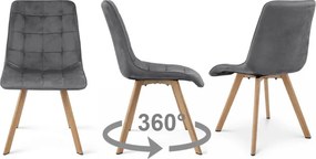 Jedálenská stolička CIEZA 360 zamatová, tmavosivá / hnedé nohy
